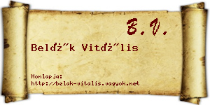 Belák Vitális névjegykártya